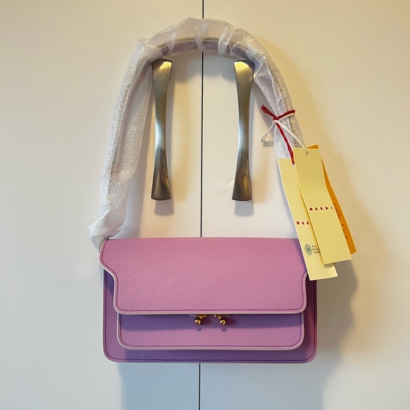 BRAND NEW AUTHENTIC MARNI PURPLE PINK EW Trunk Shoulder Bag - Picture 5 of 8